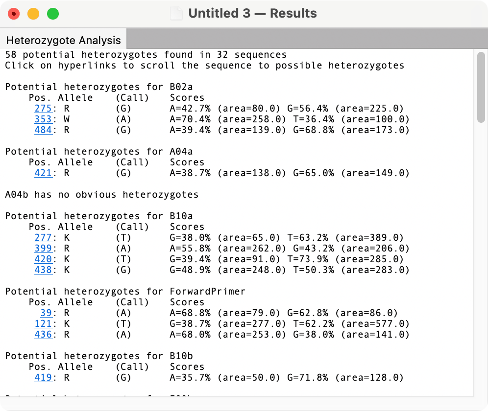 HeterozygoteResults